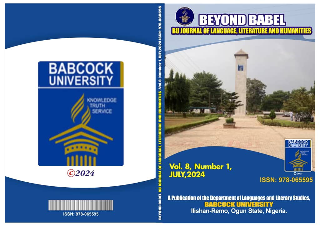 					View Vol. 8 No. 1 (2024): Beyond Babel: A Publication of the Dept. of Languages and Literary Studies Babcock University, Ogun State, Nigeria
				